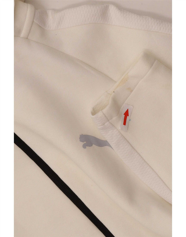 Puma - Sudadera con capucha y cremallera para hombre, algodón blanco mediano