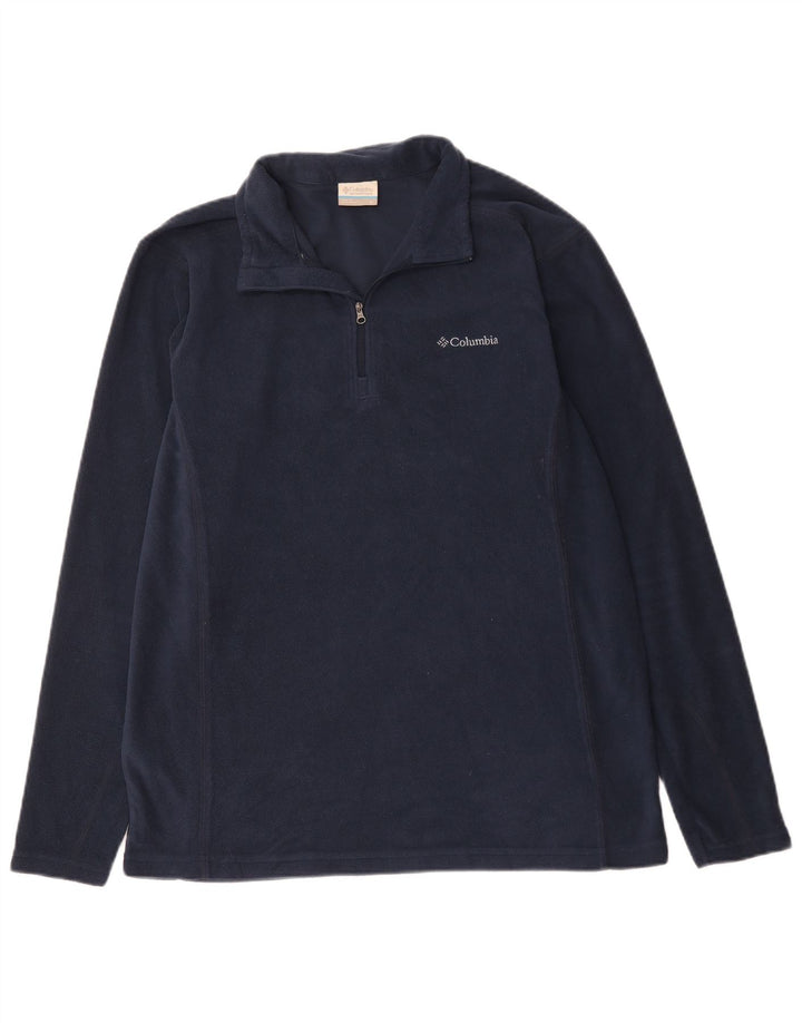 Columbia - Jersey de forro polar con cremallera para hombre, talla grande, poliéster azul marino