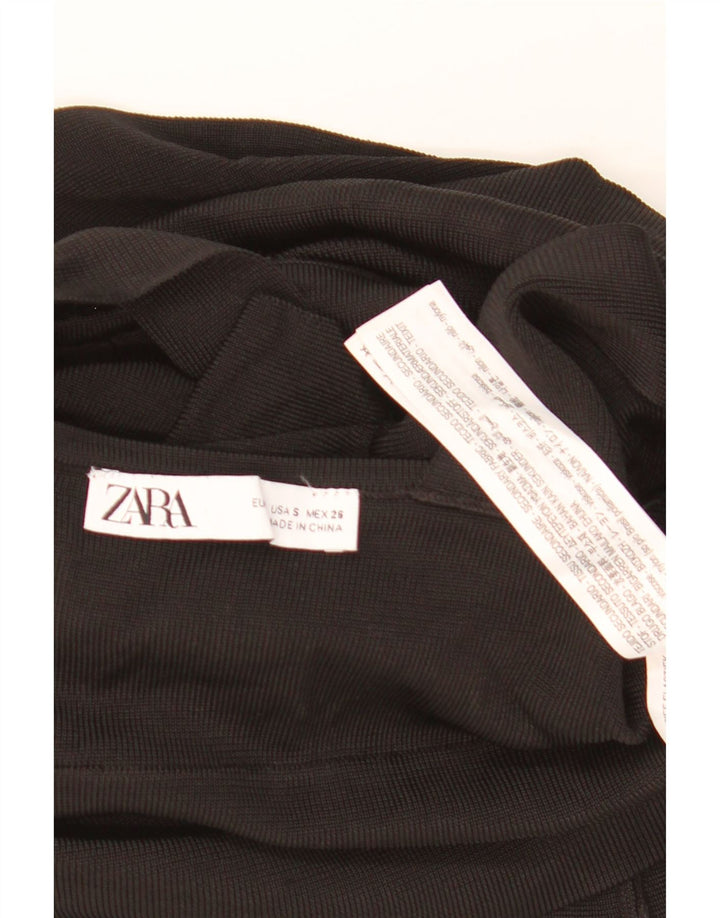 ZARA Mujer Mini Falda Escalonada Pequeña W28 Viscosa Negra
