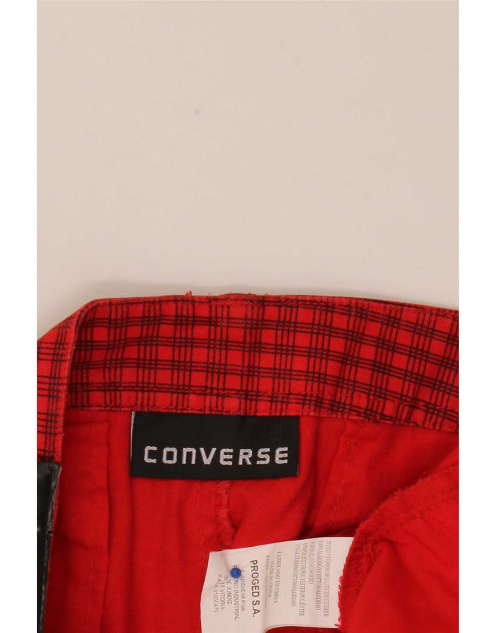 Converse Pantalones cortos cargo para hombre W38 XL Poliéster a cuadros rojos