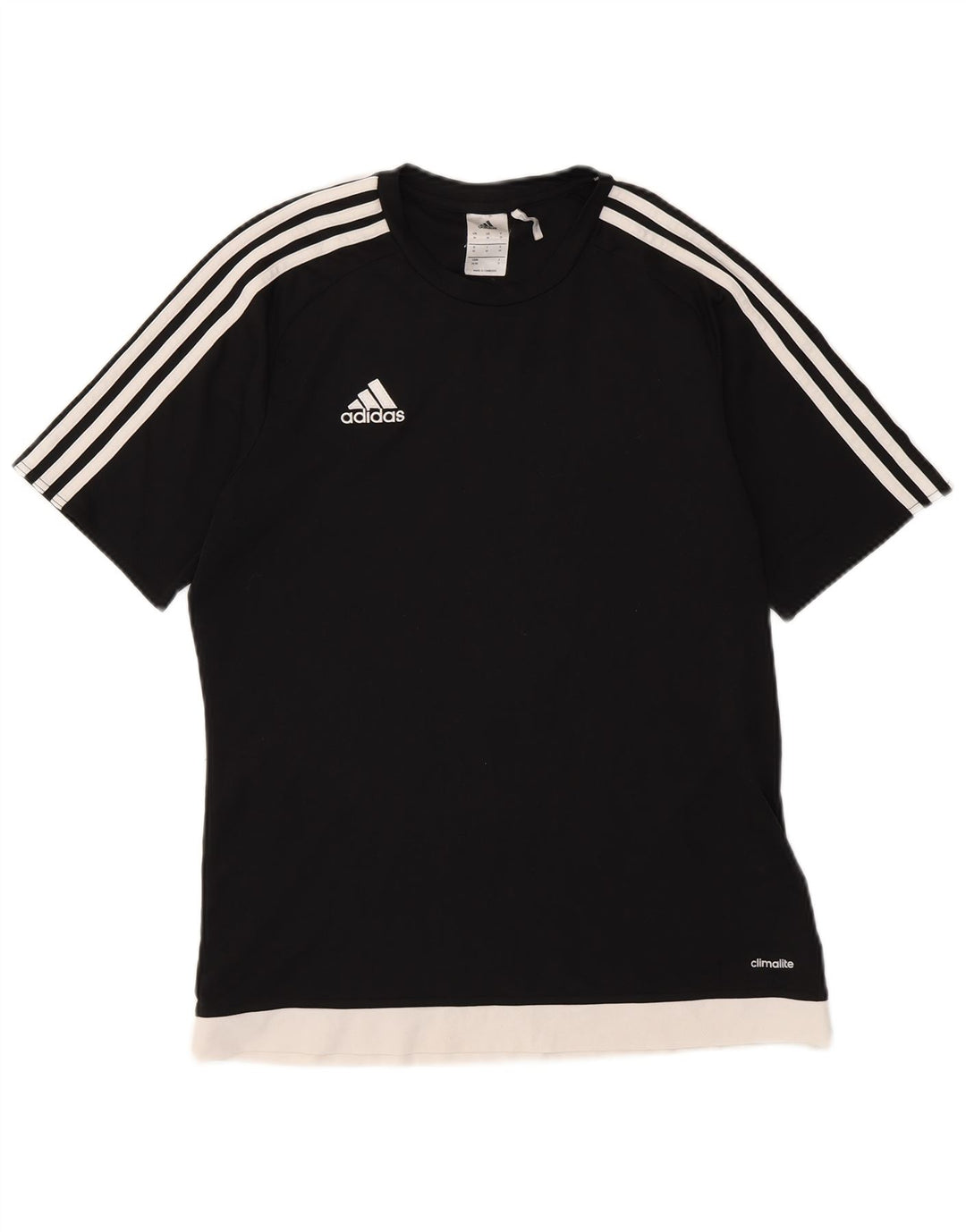 Adidas Hombre Climalite Camiseta Top Medio Negro Colorblock Poliéster