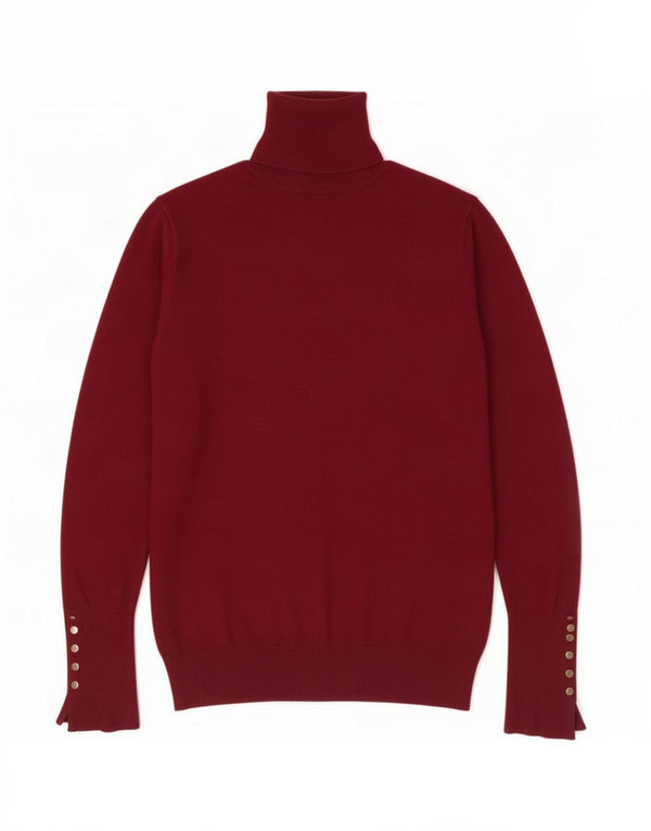 Zara Mujer Roll Neck Jumper Sweater UK 12 Medium Borgoña