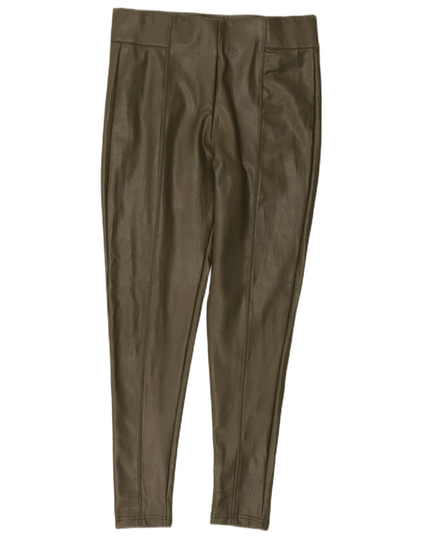 Marks & Spencer Leggings de piel sintética para mujer UK 40 Poliéster caqui mediano