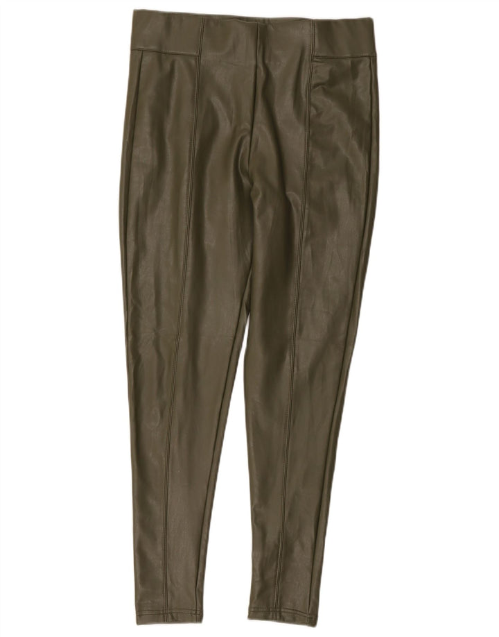 Marks & Spencer Leggings de piel sintética para mujer UK 40 Poliéster caqui mediano