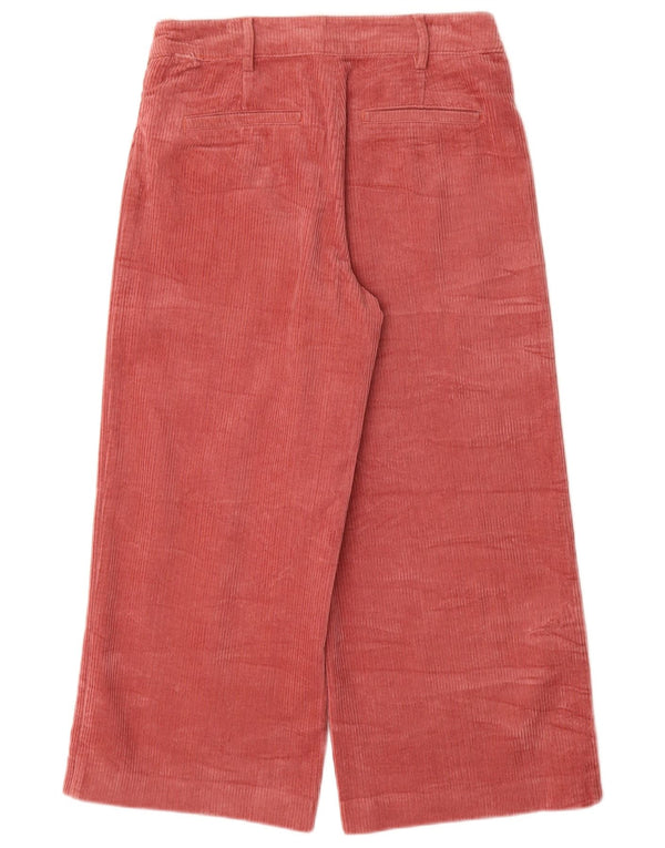 Zara Womens Trafaluc Crop Wide Leg Corduroy Trousers Medium W28 L25 Pink