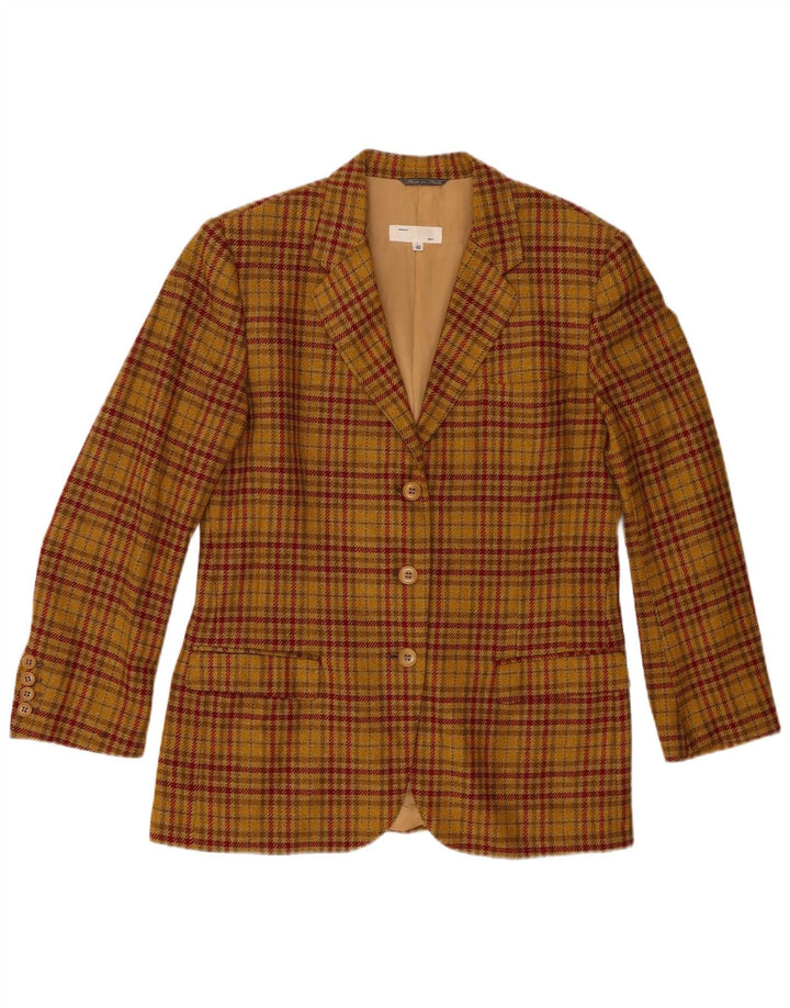 Alberto Biani Chaqueta tipo blazer de 3 botones para mujer IT 46 Lana a cuadros marrón grande