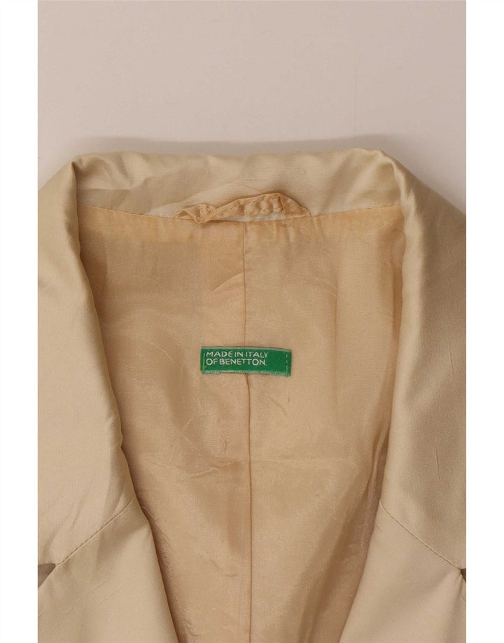 Chaqueta Americana Benetton Mujer Crop De 3 Botones IT 44 Poliéster Beige Medio