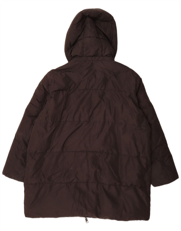 Zara Mens Abrigo acolchado extragrande con capucha UK 44 Poliéster negro mediano