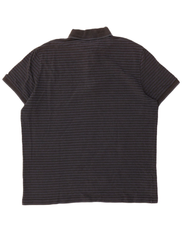 Lacoste Polo de ajuste regular para hombre, talla 7, 2XL, algodón a rayas negras