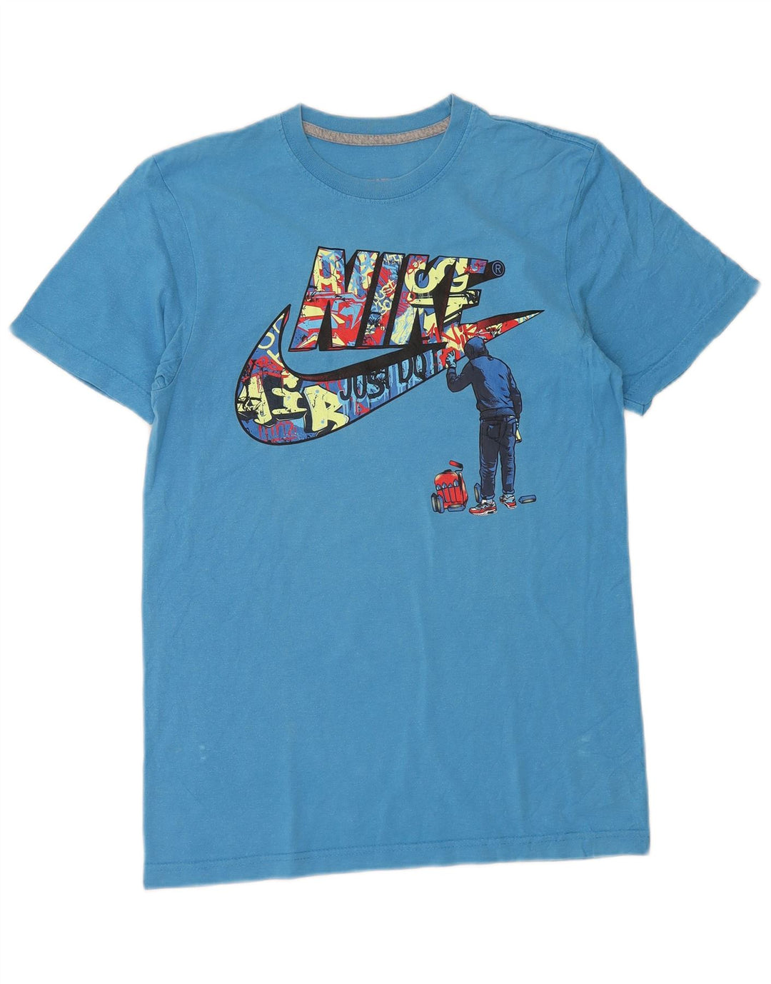 Nike Camiseta con gráfico de corte regular para hombre, talla pequeña, algodón azul