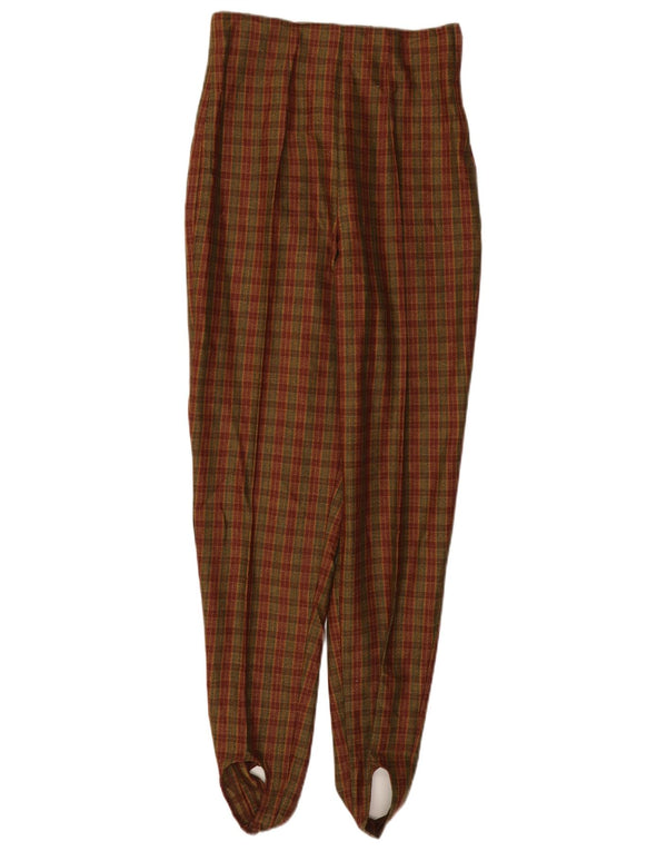 Vintage mujer traje cónico pantalones IT 44 Medio W26 L30 Marrón Check