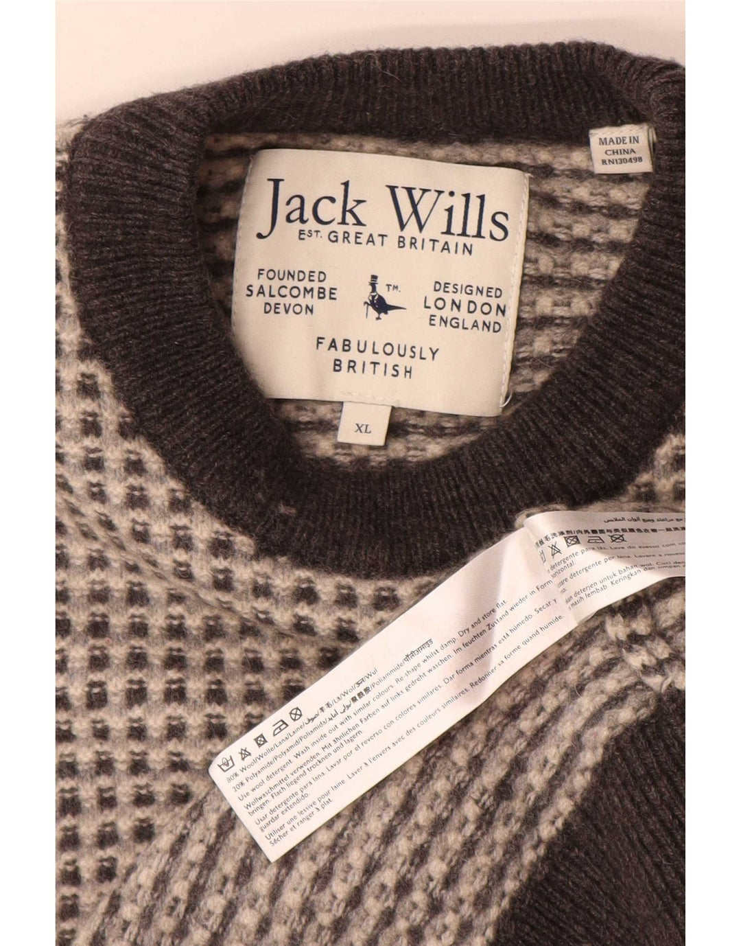 Jack Wills Jersey De Cuello Redondo Para Hombre XL Lana Moteada Gris