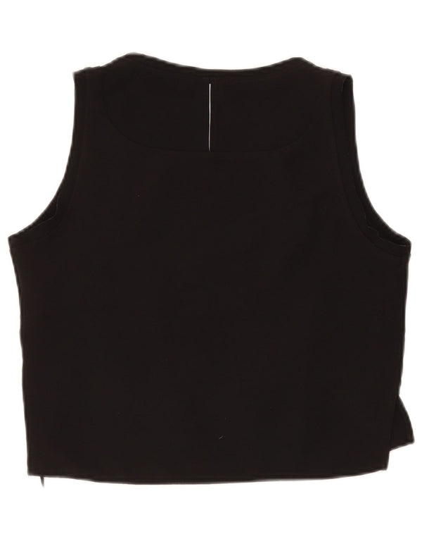 ZARA Mujer Blusa Corta Sin Mangas Top UK 10 Small Poliéster Negro