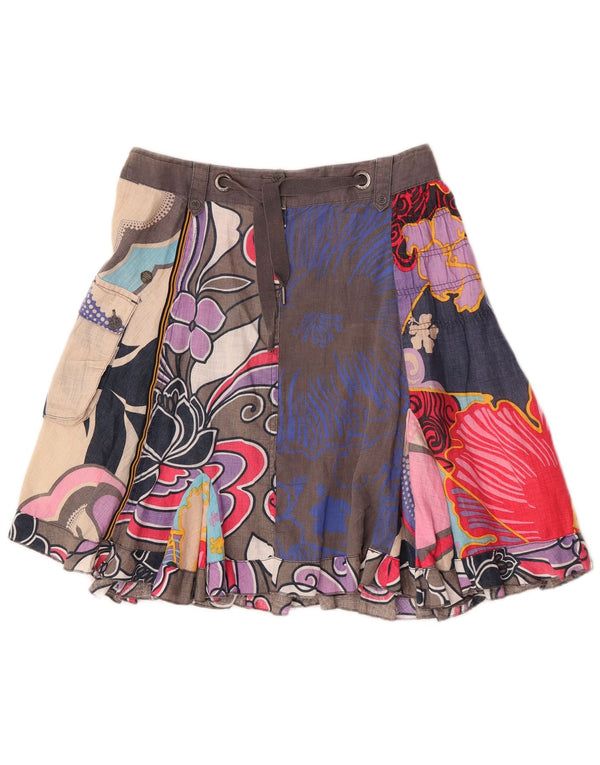 D.E.P.T Falda acampanada para mujer XS W28 Lino floral multicolor