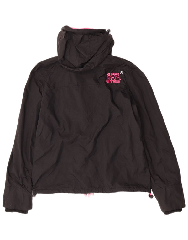 Superdry Chaqueta Cortavientos Con Capucha Para Mujer UK 46 Large Nylon Negro