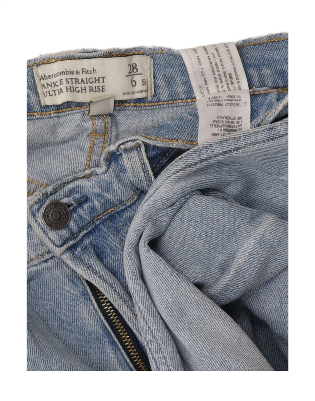 ABERCROMBIE & FITCH Vaqueros rectos para mujer US 6 Medium W28 L24 Azul