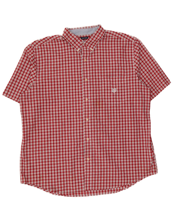 Chaps Camisa de manga corta para hombre de fácil cuidado, 2XL, algodón a cuadros rojos