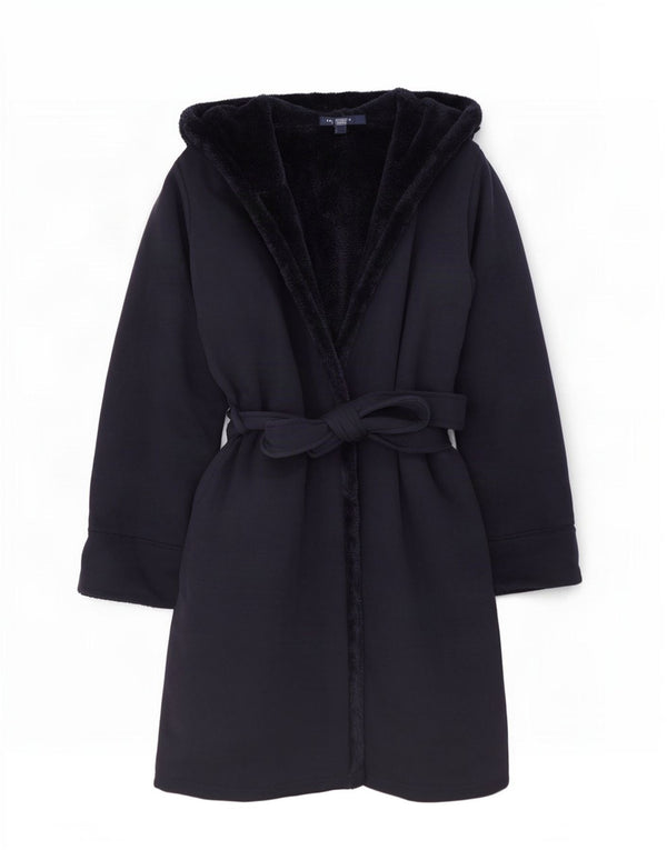 Lands End Abrigo Sherpa de gran tamaño con capucha para mujer UK 10 Small Azul marino