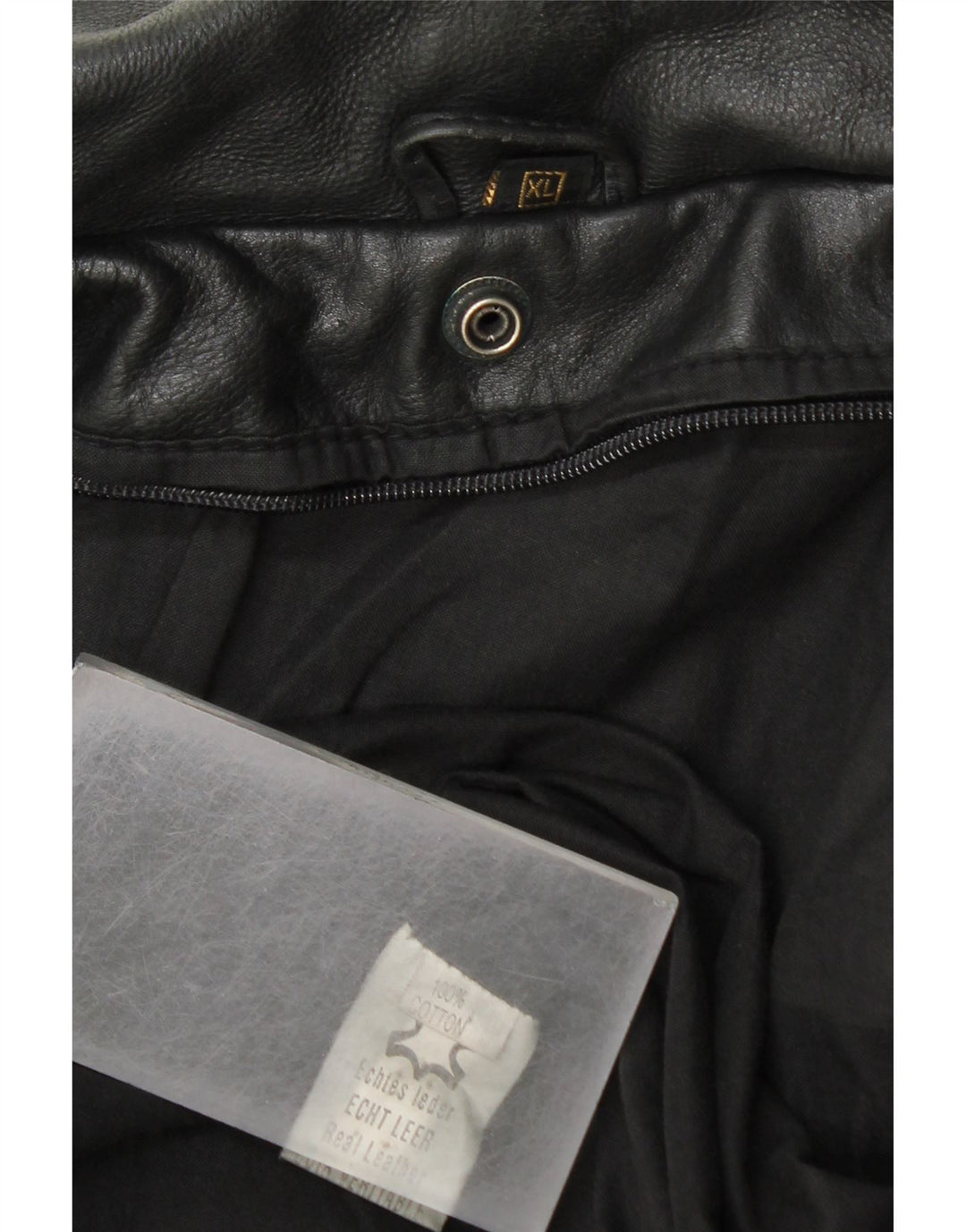 Vintage hombres chaqueta de cuero militar Reino Unido 42 XL cuero negro