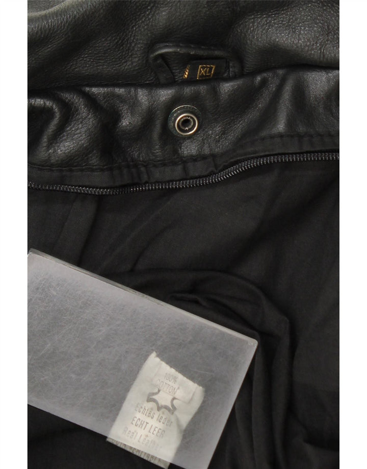 Vintage hombres chaqueta de cuero militar Reino Unido 42 XL cuero negro