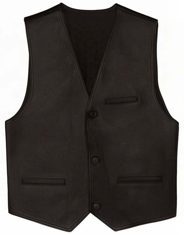 Chaleco de cuero vintage para hombre Negro mediano