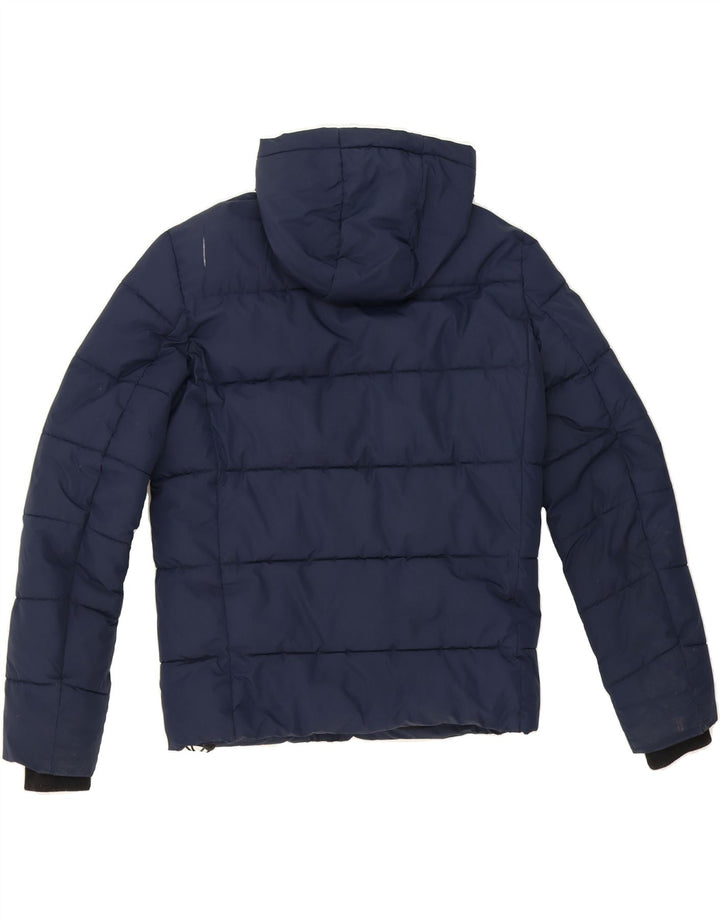 SUPERDRY Mens Hooded Padded Jacket UK 34 XS Navy Blue Polyester Vintage Superdry and Second-Hand Superdry from Messina Hembry 