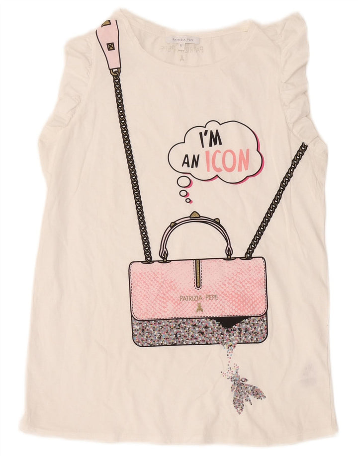 Patrizia Pepe Camiseta Sin Mangas Estampada Mujer Talla Única Algodón Blanco