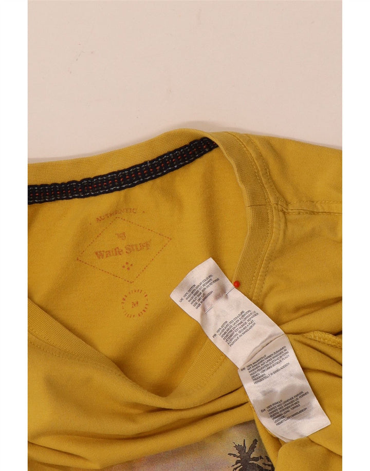 Camiseta con estampado gráfico de hombre de White Stuff, parte superior de algodón amarillo medio