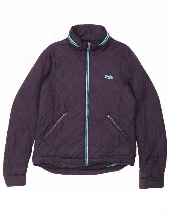 Superdry Chaqueta acolchada con capucha para mujer UK 46 Large Nylon azul marino