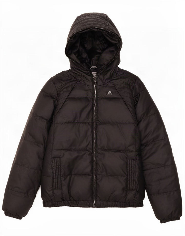 Adidas Chaqueta acolchada con capucha para mujer Reino Unido 12/14 Mediano Negro Poliéster