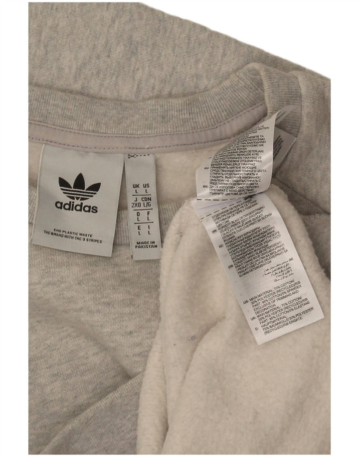 Adidas Hombre Sudadera Jumper Grande Gris Moteado Algodón