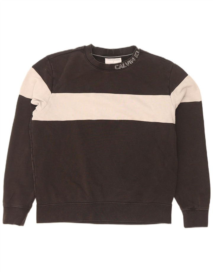 Calvin Klein Hombre Sudadera Gráfica Jersey Pequeño Algodón Negro