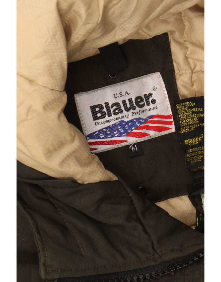 Blauer Chaqueta Acolchada Militar con Capucha para Mujer UK 14 Medium Khaki Nylon
