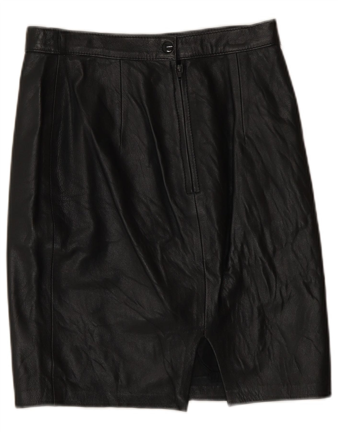 Falda de cuero vintage para mujer IT 42 Mediana W26 Negro