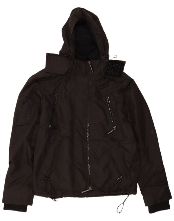 SUPERDRY Chaqueta cortavientos con capucha para hombre ES 42 XL Poliéster negro