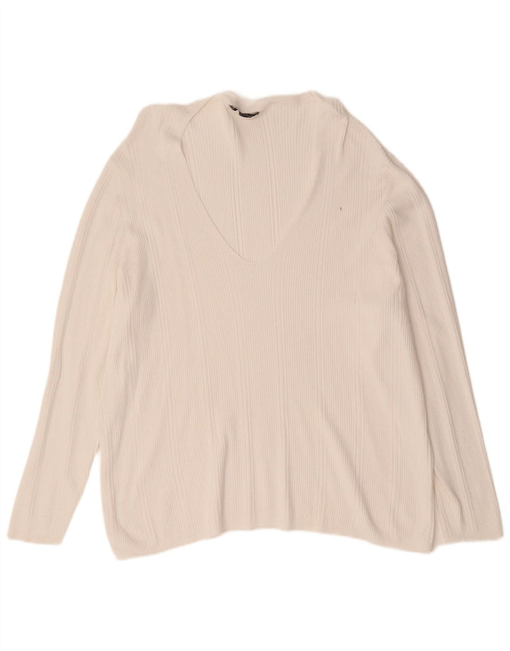 Marks & Spencer Jersey con Cuello en V para Mujer UK 24 4XL Blanco