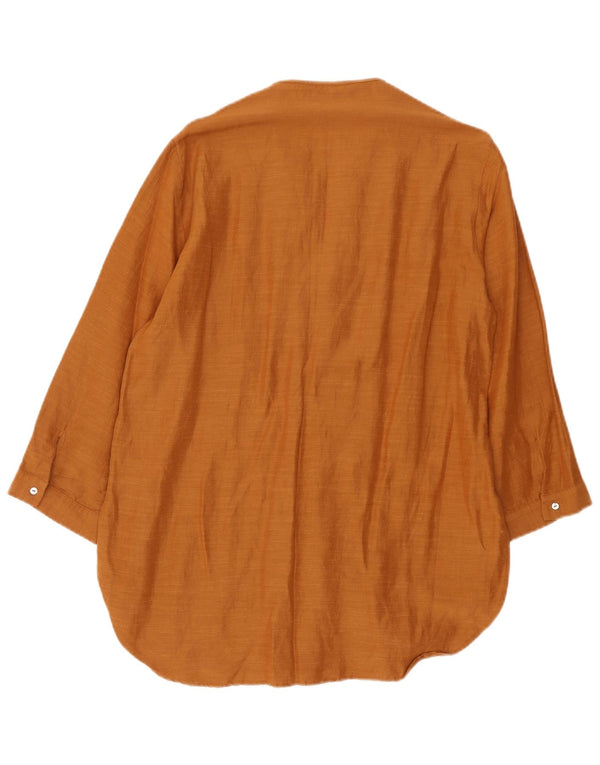 Zara Vestido túnica de manga 3/4 para mujer UK 44 Large Marrón Viscosa moteada