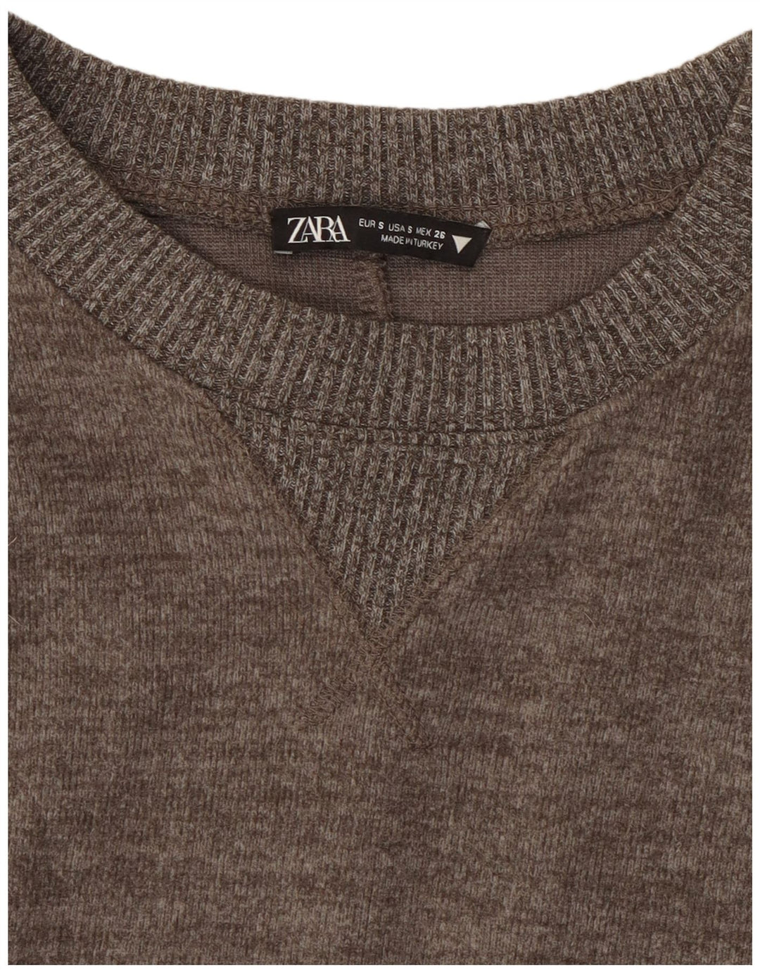 Zara Mujer Crop Top Manga Larga UK 10 Small Gris Moteado