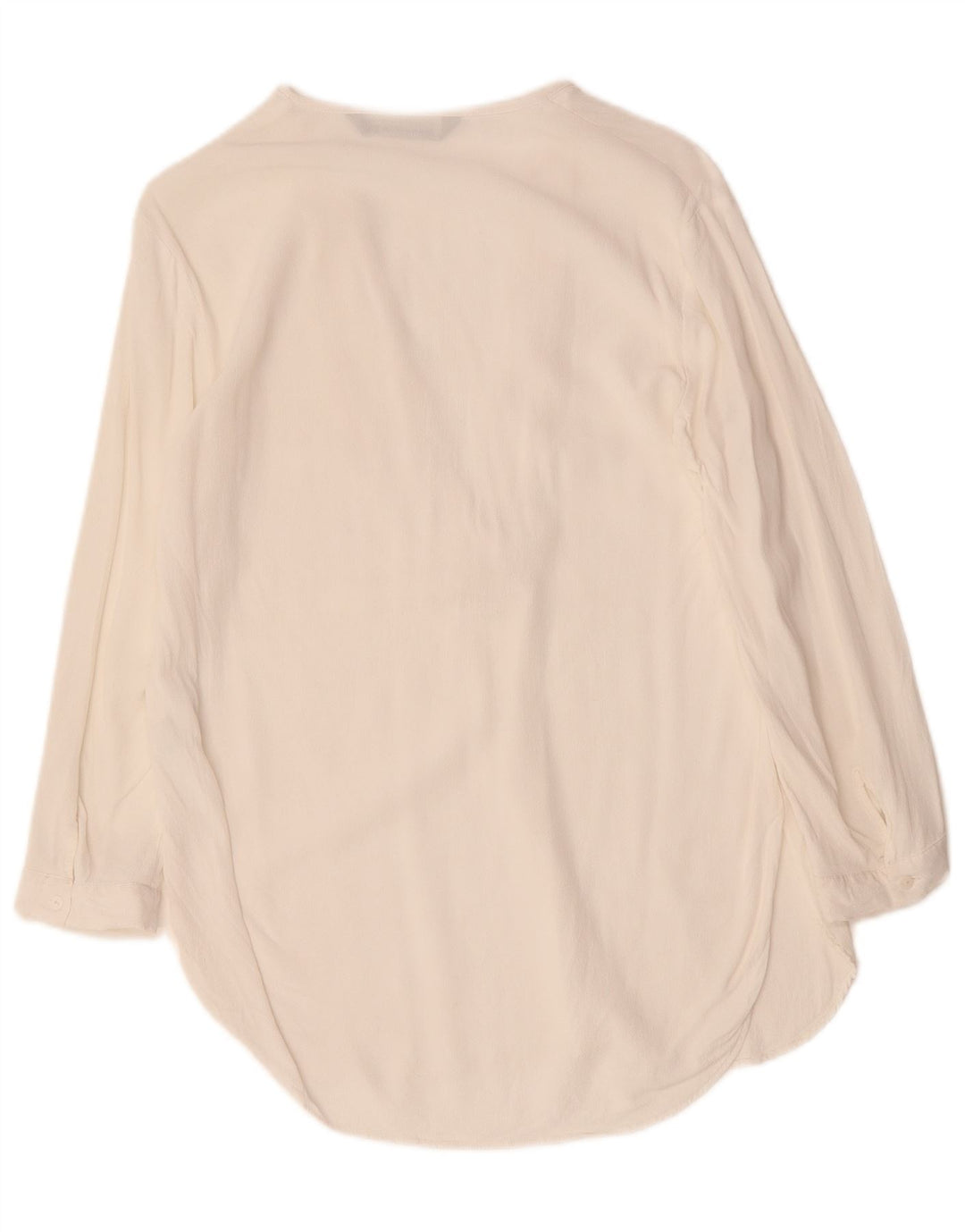 ZARA Mujer Blusa Manga 3/4 Top UK 44 Medio Viscosa Blanca