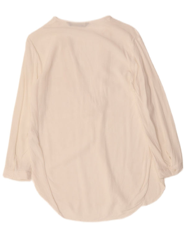 ZARA Mujer Blusa Manga 3/4 Top UK 44 Medio Viscosa Blanca