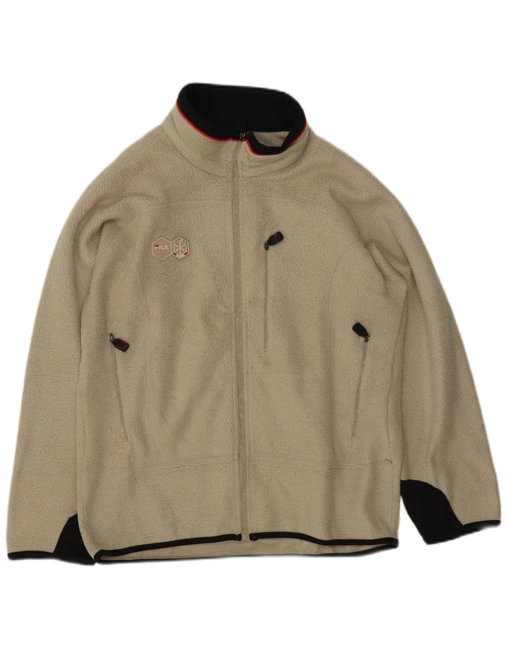 Fila Chaqueta polar para hombre UK 36 Small Beige Colorblock Poliéster