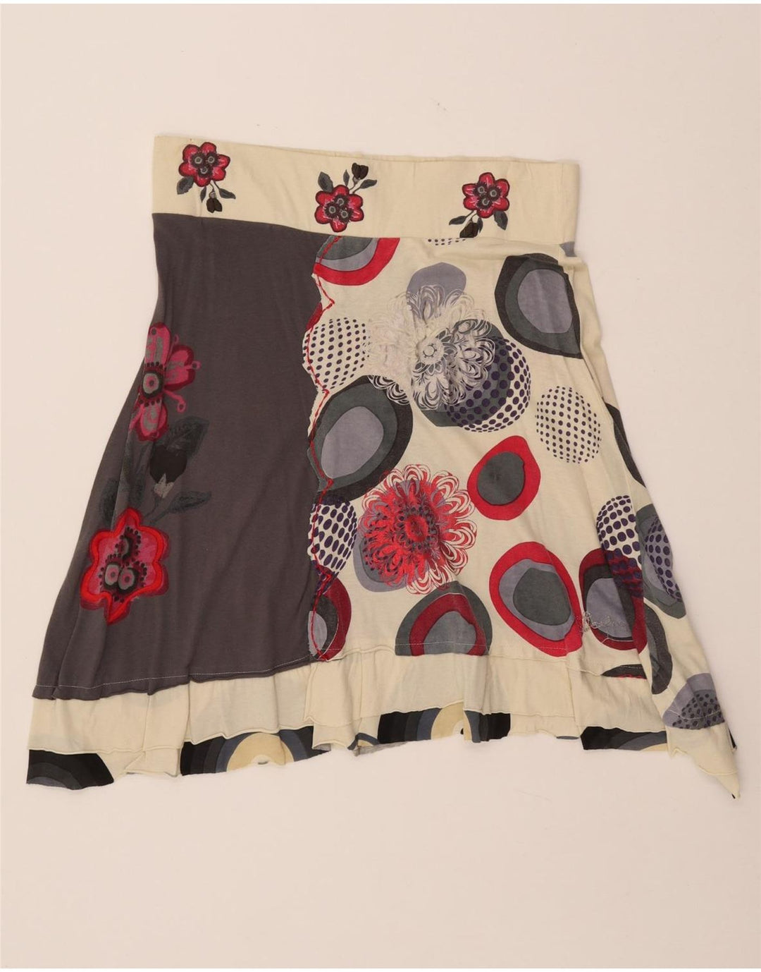 DESIGUAL Falda asimétrica gráfica para mujer XL W32 Multicolor floral