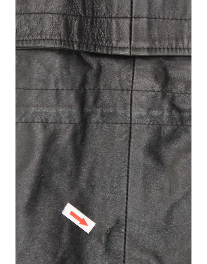 Chaqueta de cuero vintage para hombre IT 48 Medio Negro