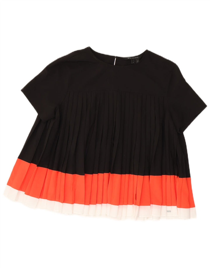 ARMANI EXCHANGE Womens Blouse Top UK 10 Small Black Colourblock Polyester
