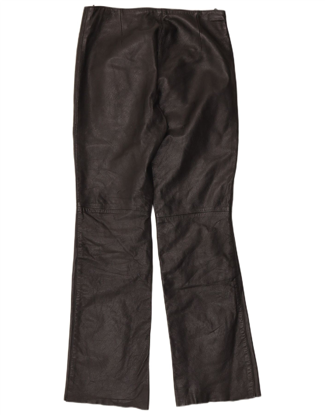 VINTAGE Pantalones de cuero con corte de bota para mujer Reino Unido 12 Medio W30 L32 Negro