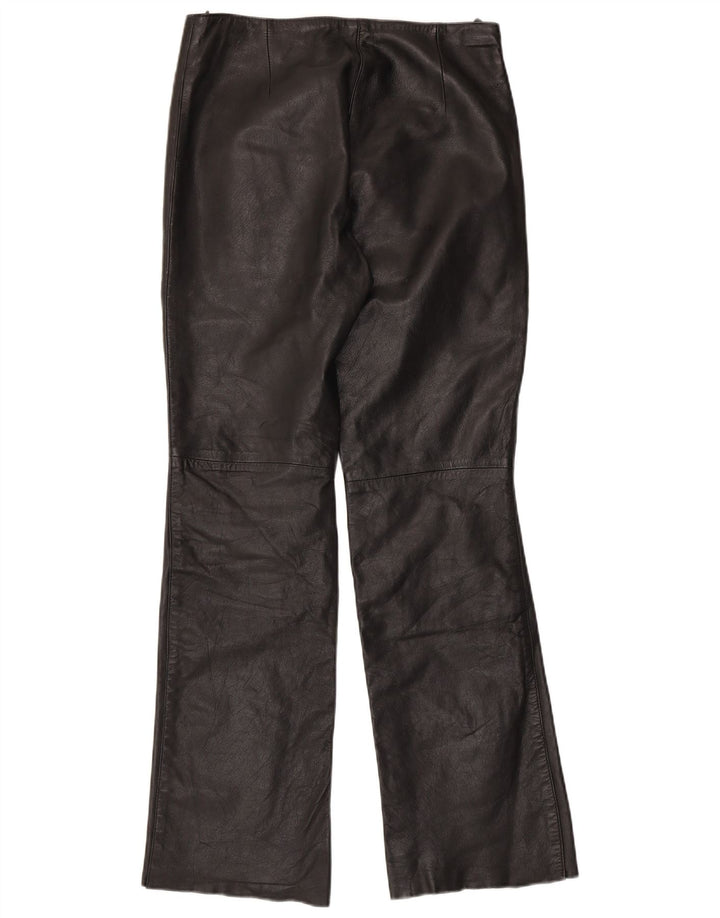 VINTAGE Pantalones de cuero con corte de bota para mujer Reino Unido 12 Medio W30 L32 Negro
