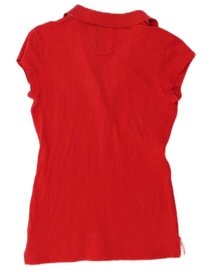Woolrich Polo elástico para mujer Reino Unido 44 Grande Algodón rojo