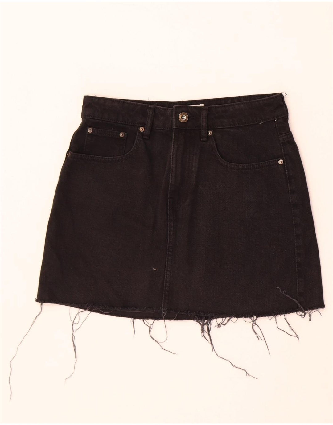 Zara Mujer Falda Vaquera Pequeña W26 Negro