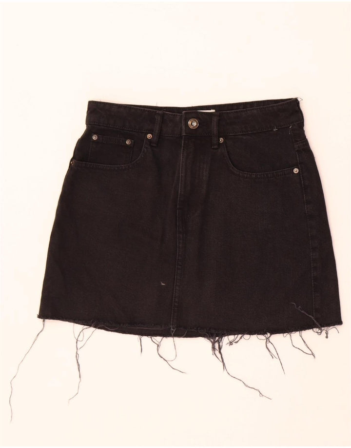 Zara Mujer Falda Vaquera Pequeña W26 Negro