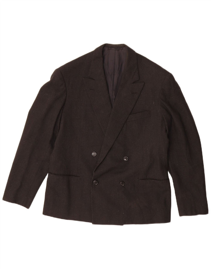 Vintage hombres doble pecho Blazer chaqueta Reino Unido 38 medio negro